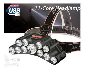 Lanterna De Cabeça Led Potente Recarregável Usb 11led 4 Modo Cor da luz:Led Branco