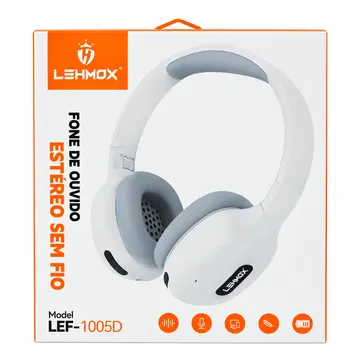 Fone De Ouvido Bluetooth Sem Fio Lehmox LEF-1005D Branco