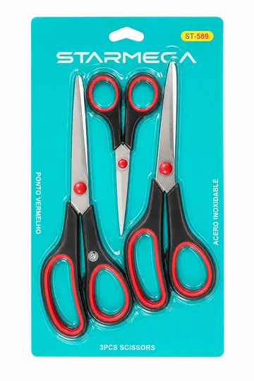 Kit 3 Tesouras Multiuso Starmega ST-589 Aço Inoxidável