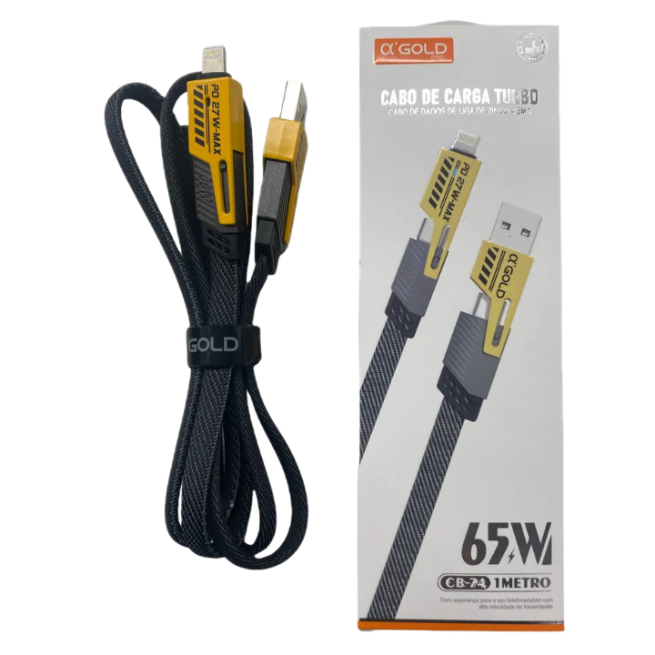 Cabo Carregador Para iPhone Usb Turbo 65w 4 Em 1 Tipo C 1m
