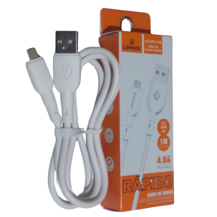 Cabo de dados Turbo  Micro Usb V8 4.8A  LE-2011 Lehmox Cor:Branco