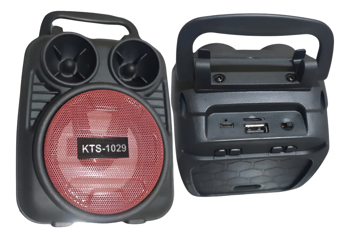 Caixa De Som Via Bluetooth Com Luz De Led  Cor Preto e Verm.