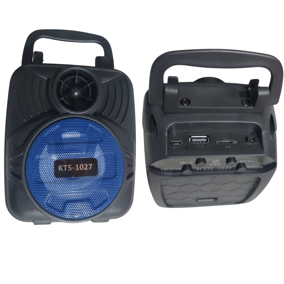 Caixa De Som Via Bluetooth Com Luz De Led  Cor Preto e Azul