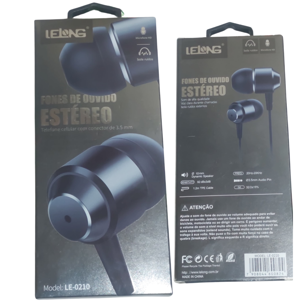 Fone De Ouvido Estereo 3,5mm P2 Anti Ruído Inear "Preto"